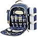 Insulated Picnic Backpack for 4 Persons with Full Stainless Cutlery Set, Roomy Cooler Compartment, Bottle Holder and Large Waterproof Mat