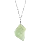 NJCRAFT Raw Gemstone Pendant Necklace for Women |Natural Healing Crystal Rough Pendant 15–25 Carat | Silver Plated Chain 16+2 Inch Adjustable | Gift Jewelry