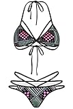 Pink Peach Women's Tribal Bikini High Waisted Cheeky Bottom Swimsuit Set