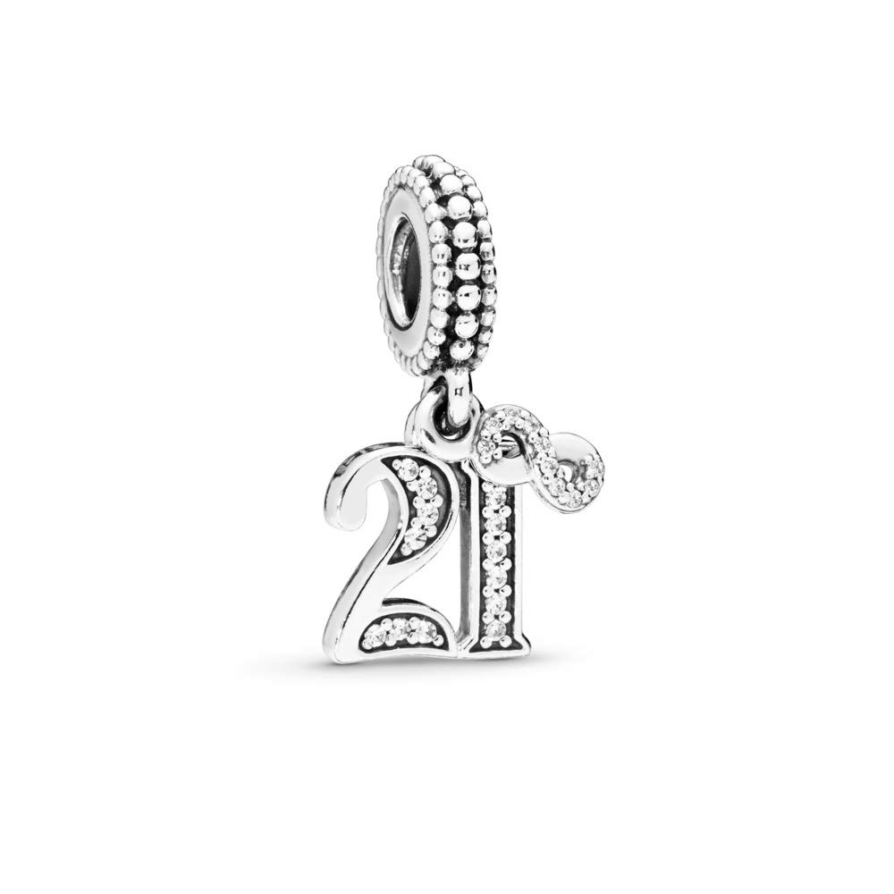 FGT 21 Celebration Infinity Dangle Charm fits Pandora Bracelets Lucky Number Birthday Charms Gift for Women Daughter Sister Sterling Silver