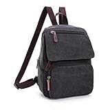 Toupons Small Canvas Backpack for Gilrs & Boys Kids School Rucksack (Black)