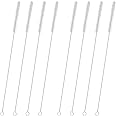 GFDesign Drinking Straw Cleaning Brushes Set 15" Extra Long 10mm Extra Wide Pipe Tube Cleaner Nylon Bristles Stainless Steel Handle - 15" x 3/8" (10mm) - Set of 8
