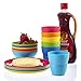 Ellie Kids Small Plastic Tumblers, Snack Bowls & Snack Plates | 18-piece set in 6 Assorted Colors