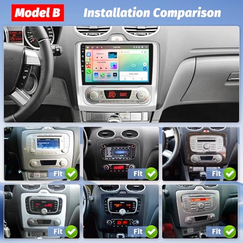 Hikity 4G 64G 8Cores Android 15 Car Radio for Ford Focus Mk2 Mk3 Exi MT 2 3 2004-2011 Carplay Wireless Android Auto 9'' Radio with GPS Bluetooth WiFi RDS DSP 3 Shared Screen SWC Backup Camera