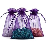 OurWarm 100pcs Organza Bags 4 x 6 Inch Gift Bags Organza Drawstring Pouch Jewelry Party Wedding Favor Candy Bags Purple
