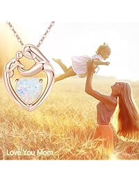 Megachic - Collar con dije de corazón de ópalo blanco y oro rosa