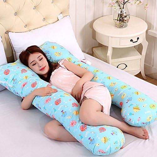 YIHANGG U Shaped Pregnancy Pillow Total Body Maternity Support Safe Hollowfiber Filled Pillow with Free Removable Cotton Crystal Velvet Pillowcase,D-1458520cm