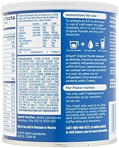 ENSURE ORIGINAL NUTRITION SHAKE POWDER WITH 9 GRAMS OF PROTEIN, MEAL REPLACEMENT SHAKES, VANILLA, 14 OZ