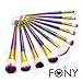 FONY Mermaid Makeup Brushes 10 Pcs Professional Makeup Brush Set, Premium Silky Soft Synthetic Bristles with Mermaid Handle Cosmetics Brush Kit (10,Dark)