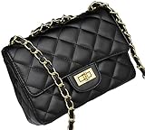 Covelin Women's Leather Fashion Handbag Quilting Envelope Cross Body Shoulder Bag Black