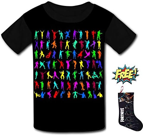 QUANSHI Youth 3D Pattern Printed All The for-TNITE Emotes Dances Short Sleeve T-Shirts Kids Casual Graphics Tees