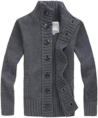 Men's Wool Blend Mock Neck Open Button Down Cardigan Sweater