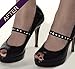 Sassy Strapps Women's Black Classic Round Rhinestones Shoe Straps