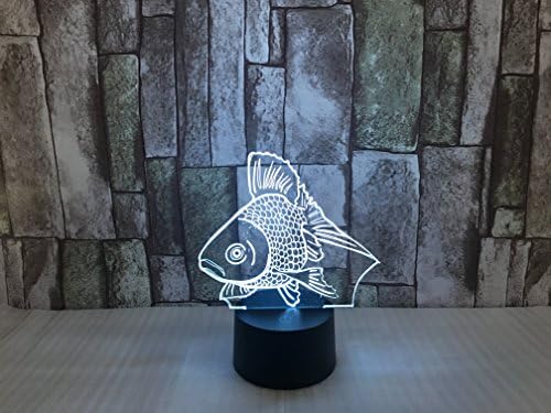 JYIFA 3D LED goldfish Cartoon Lamp 7 Color Change Optical Illusion Touch Mood light USB powered Bedroom Decorative Night Light Multi for Christmas Gifts