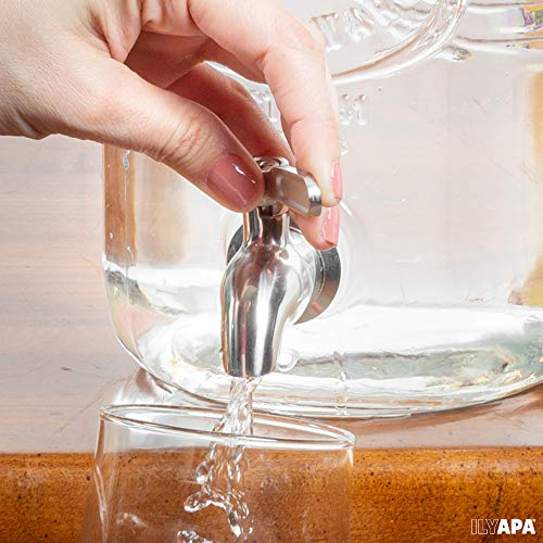 image for Ilyapa Outdoor Glass Beverage Dispenser with Stainless Steel Spigot - 