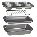 Ecolution Bakeins 4-Piece Toaster Oven Bakeware Set - PFOA, BPA, and PTFE Free Non-Stick Coating - Heavy Duty Carbon Steel