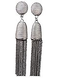 Luxurious Long Hanging Metallic Dangle Tassel Drop Earrings