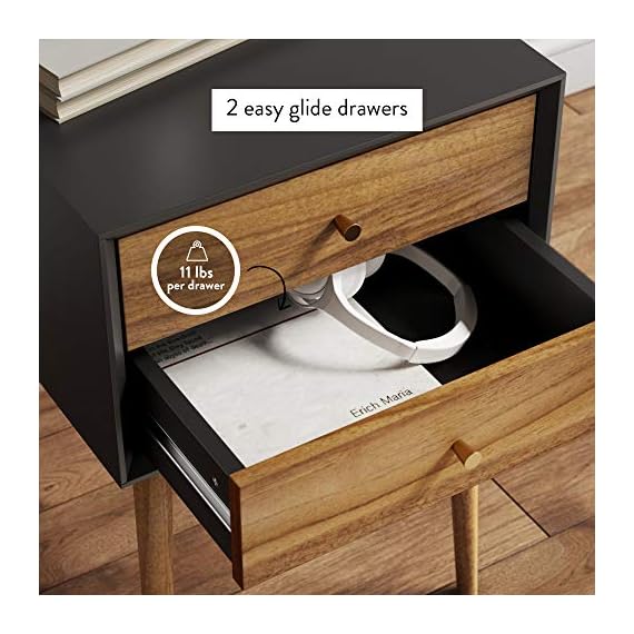 Nathan James Harper MidCentury Side, 2Drawer Nightstand, Accent or