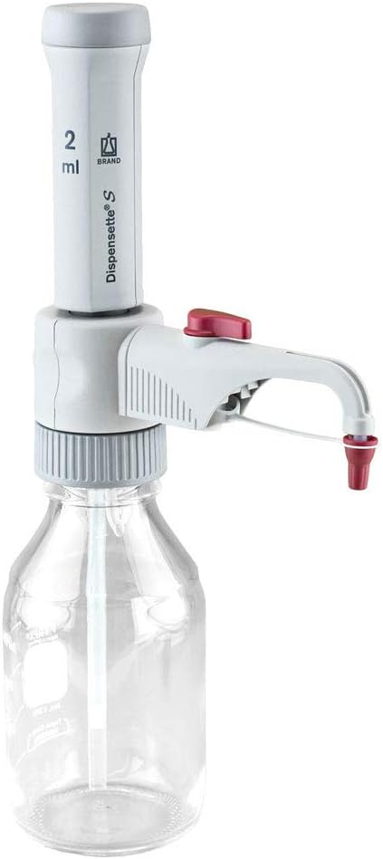 BrandTechSCIENTIFIC 4600221 Dispensette S Fixed-Volume Bottletop Dispenser with Recirculation Valve, 2 mL Capacity