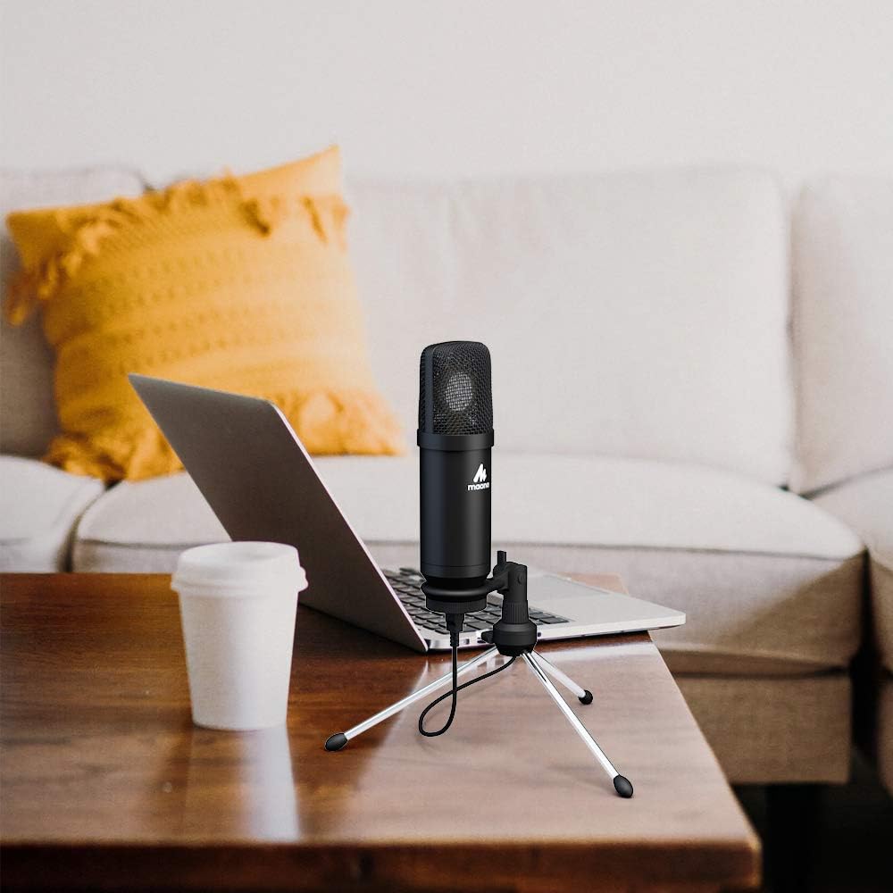 USB Microphone 25mm Large Diaphragm MAONO AU-A425 Plus 192KHZ/24Bit Cardioid Condenser PC Microphone with Two Metal Stand for Podcasting, Gaming, Studio/Home Recording, Streaming, YouTube, Computer