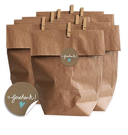 Eine der Guten Geschenktüten Set - Geschenk - mit blauem Herz, SET für Plätzchen, Kekse und Geschenke mit 24 Tüten, Miniklamm