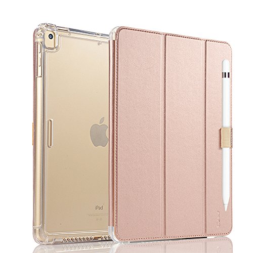 Valkit For iPad Air Case, iPad Air 2 Cover, New iPad 9.7 2017 Case, Smart Stand Protective Heavy Duty Rugged Impact Resistant Armor Cover with Apple Pencial Holder ,Rose gold