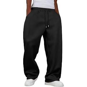 Men's Casual Baggy Sweatpants Wide Leg Cotton Sweat Pants Open Bottom Athletic Joggers with Pockets