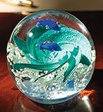 Blown Glass Paperweight - Handmade Glass Globe Ornament, Ocean Themed Art Glass Paper Weight Collectible