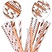 Cooraby 200 Pieces Rose Gold Paper Straws Disposable Paper Drinking Straws Biodegradable Foil Rose Gold Striped and Solid Paper Straws for Party Wedding Celebrations Decorations, 4 Style (Rose Gold)