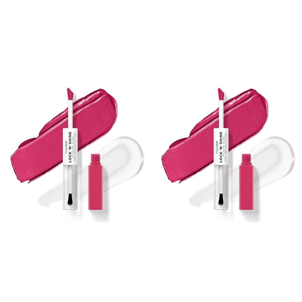 Wet n Wild Megalast Lock n' Shine, Dual-Ended Lip Color and Clear Gloss, Vitamin E and Jojoba Oil Enriched Formula, Irresistable Shade (Pack of 2)