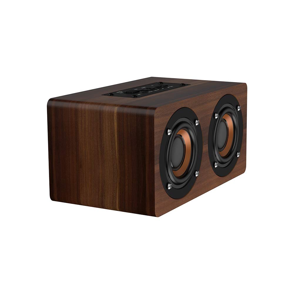 ciciglow Bluetooth Speaker, Wooden Subwoofer Bluetooth Speaker, Multifunction Speaker for Home Life(Brown wood grain)