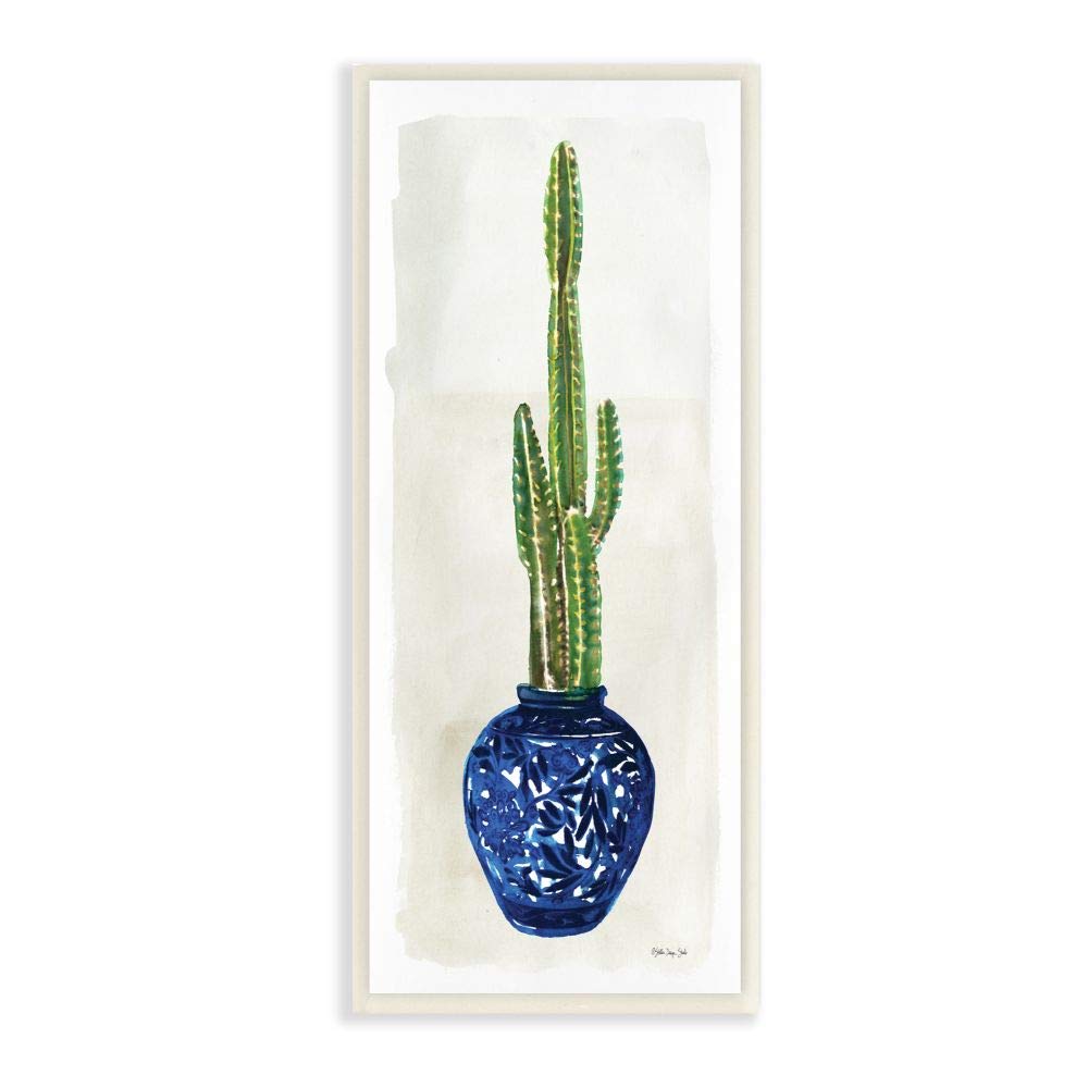 Photo 1 of Stupell Industries Indoor Succulent Still Life Tall Prickly Cactus, Designed by Stellar Design Studio Art, 7 x 17, Wall Plaque