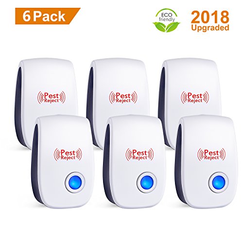 [2018 NEW]Ultrasonic Pest Repeller Plug in Pest Control - Electrical Mice Repellent & Bug Repellent in Pest Repellent - Ant Repellent for Mosquito,Mice,Rat,Flea,Fly,Roach,Spider- Eco-friendly(6 PACK)