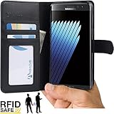 Abacus24-7 Note 7 Case, Wallet with RFID Blocking Flip Cover, Black