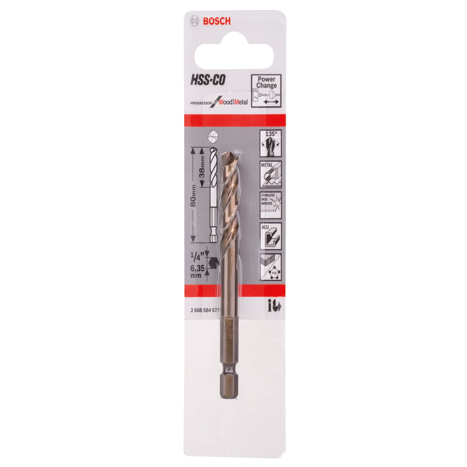 Bosch 2608584677 1x HSS-Co Pilot Drill Bit (Ø 7.15 mm, Accessories Drill Drivers), Silver/Brown, 8cm x 4.4cm x 0.9cm