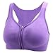BollyQueena Women's Full-Support Racerback Sports Bra Support Bra Front Zip Design Strapless Bra Purple M