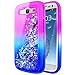 Galaxy S3 Case w/[Screen Protector HD], NageBee Glitter Liquid Quicksand Waterfall Floating Flowing Sparkle Shiny Bling Diamond Girls Cute Case for Galaxy S3 (S III I9300 GS3) -Purple/Blue
