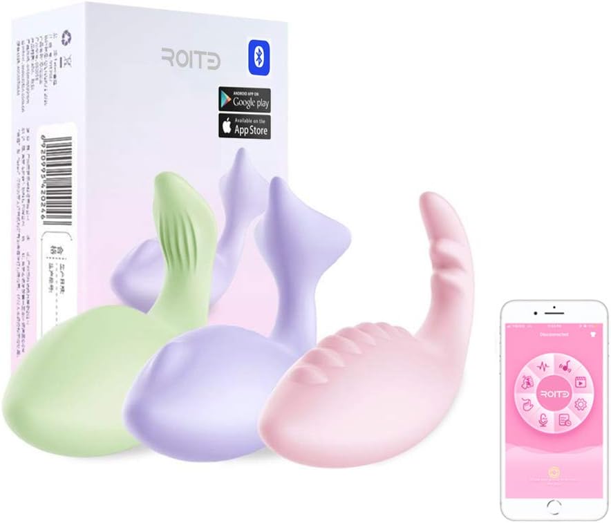 ROITB Rechargeable Bluetooth Wireless APP Control Smart Jump Egg, 9 Innovation Fun +Finger Touch More Than 1000 Vibration Frequencies Waterproof Toy -USA Shipment (Pink)