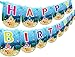 Cute Shark Happy Birthday Banner Blue Ocean Theme Party Supplies, Shark Family Baby Birthday Party Decorations for Kids Shark Themed Party