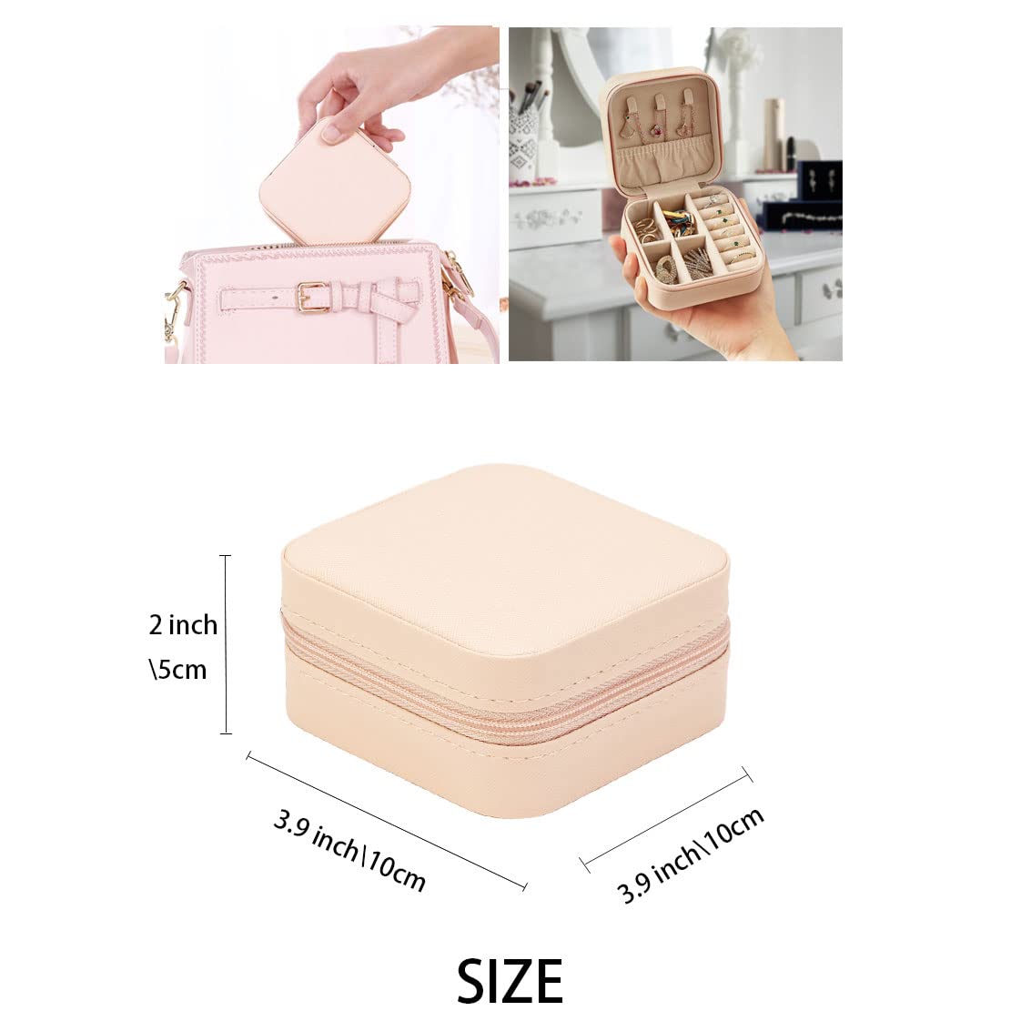 ZPROW ZPROW Travel Jewelry Case, Mini Portable Jewelry Travel Boxes, Small Jewelry Organizer for Rings, Earrings, Pendants, Watches, Necklaces, Lipsticks Organizer Storage Holder Case (Pink)