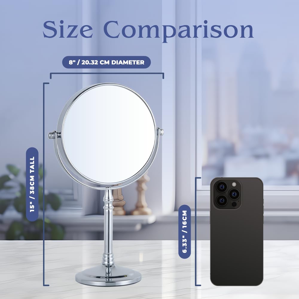 MIRRORVANA Large Double Sided 10X and 1X Magnifying Makeup Mirror with Stand in Gift Box, 15” Tall and 8” Wide