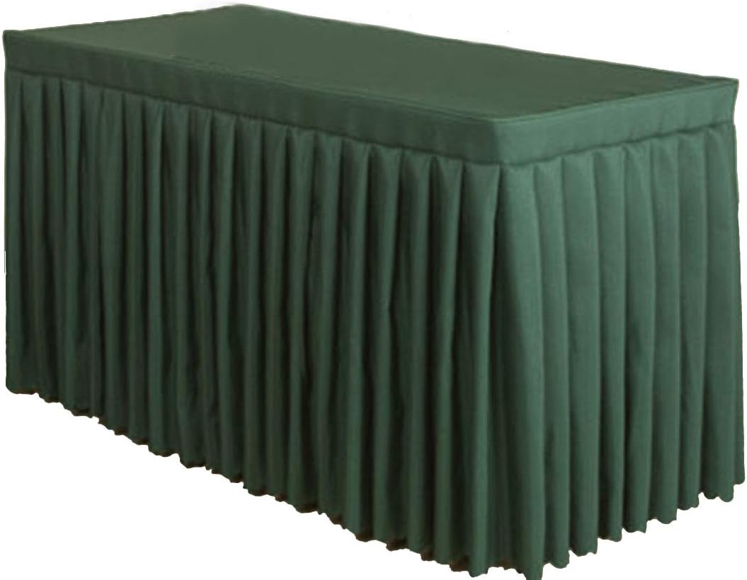 Antuen 6 ft Pleated Table Skirt Polyester Tablecloth Cover for Party Decoration, Birthdays, Wedding, Banquet Trade Show Dark Green