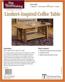 Fine Woodworking S Limbert Inspired Coffee Table Plan Rodel Kevin 9781631866470 Amazon Com Books