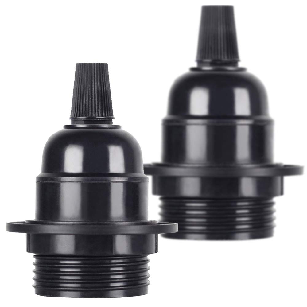 TIANFAN 2Pcs/Pack Edison Screw ES E27 Light Bulbs Lamp Holder Pendant Light Black Bakelite