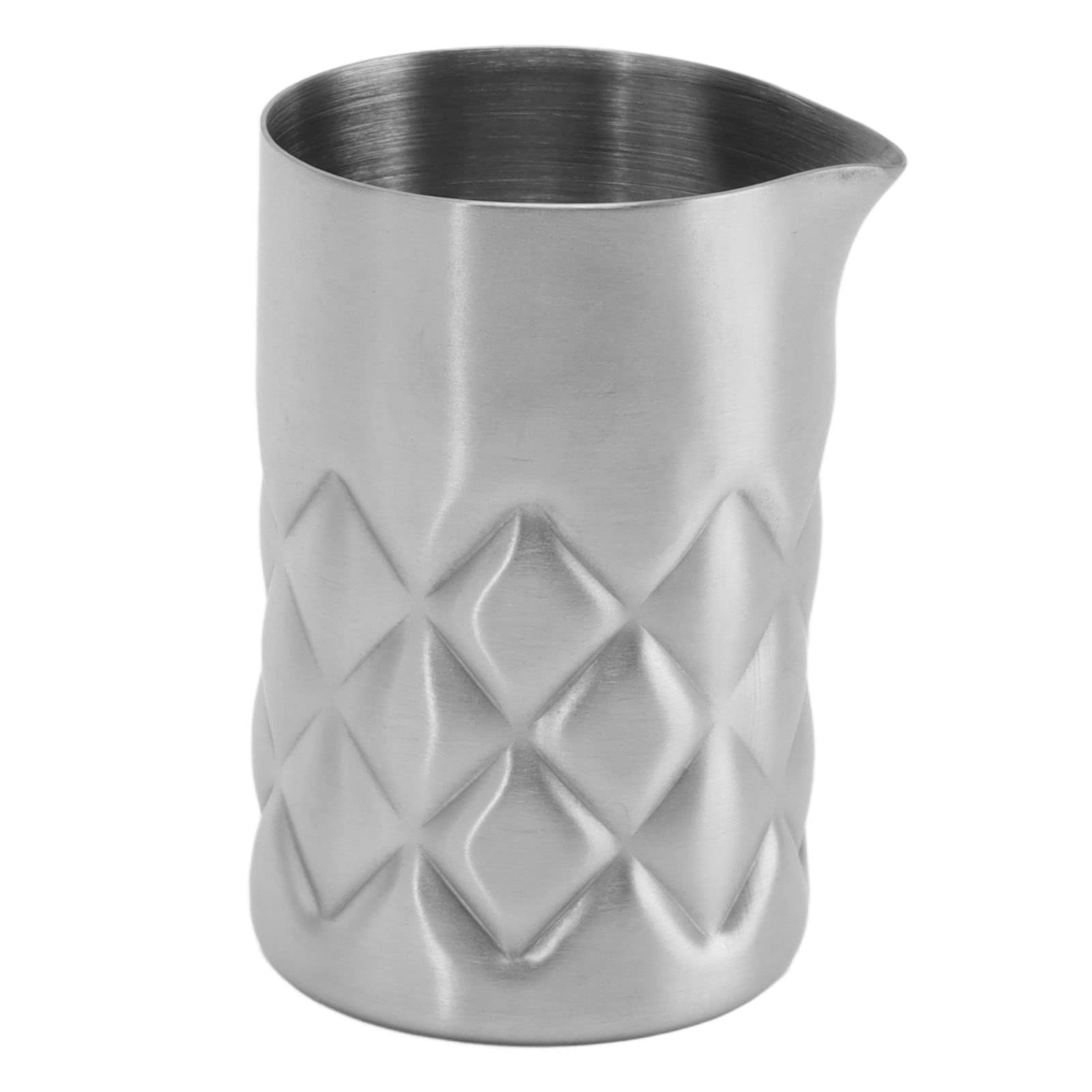 Cocktail Mixing Glass, Stainless Steel Grid Design Bar Mixing Cups with Outer Scale Cocktail Shaker Bar Mixing Pitcher Old Fashioned Bar Mixer Glass Professional Stirring Glass for Home Party Bar