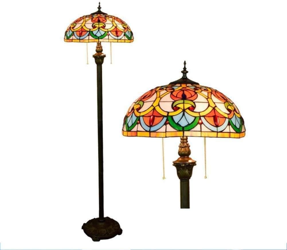MISLD 16 Zoll Tiffany Style Stehleuchte Mit Zugketten, Glasmalerei