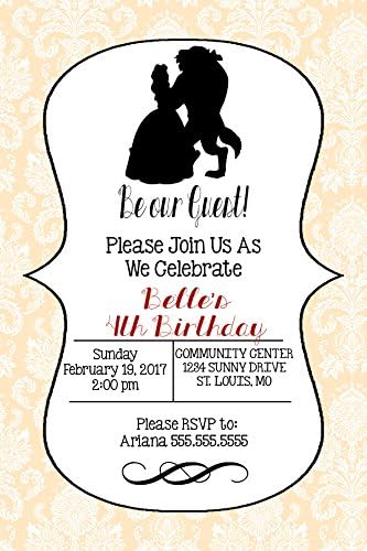 Custom Birthday Party Invitation - Beauty and the Beast, Personalized