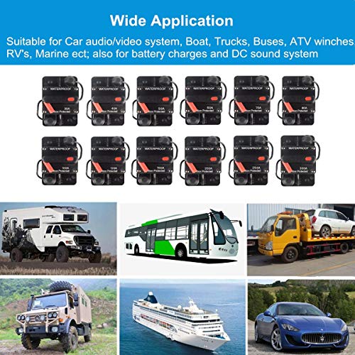 WOHHOM 30 Amp Circuit Breaker with Manual Reset 12V36V DC Waterproof