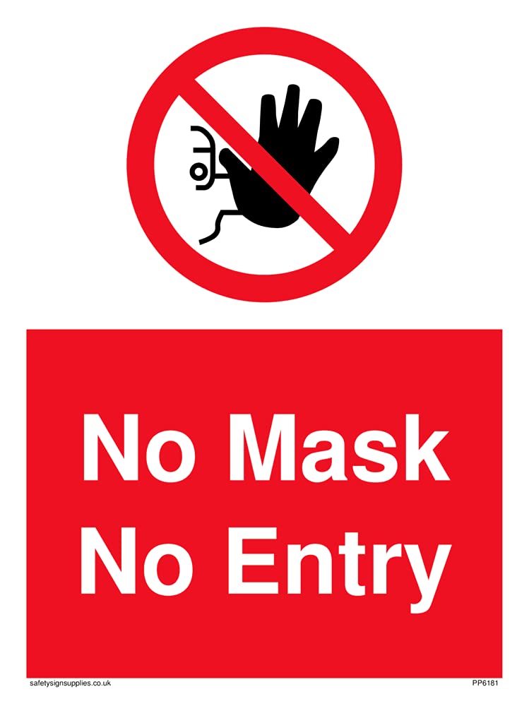 Pack of five - No Mask No Entry Sign - 150x200mm - A5P