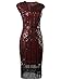 Vijiv 1920s Vintage Inspired Sequin Embellished Fringe Long Gatsby Flapper Dress